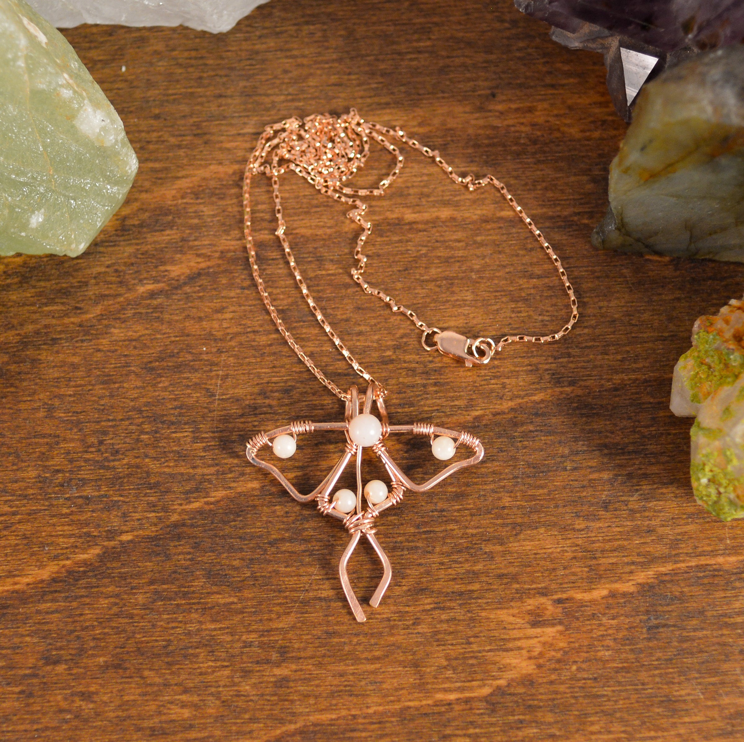 Luna Moth Gemstone Pendant Necklace Cat Horn Accessory