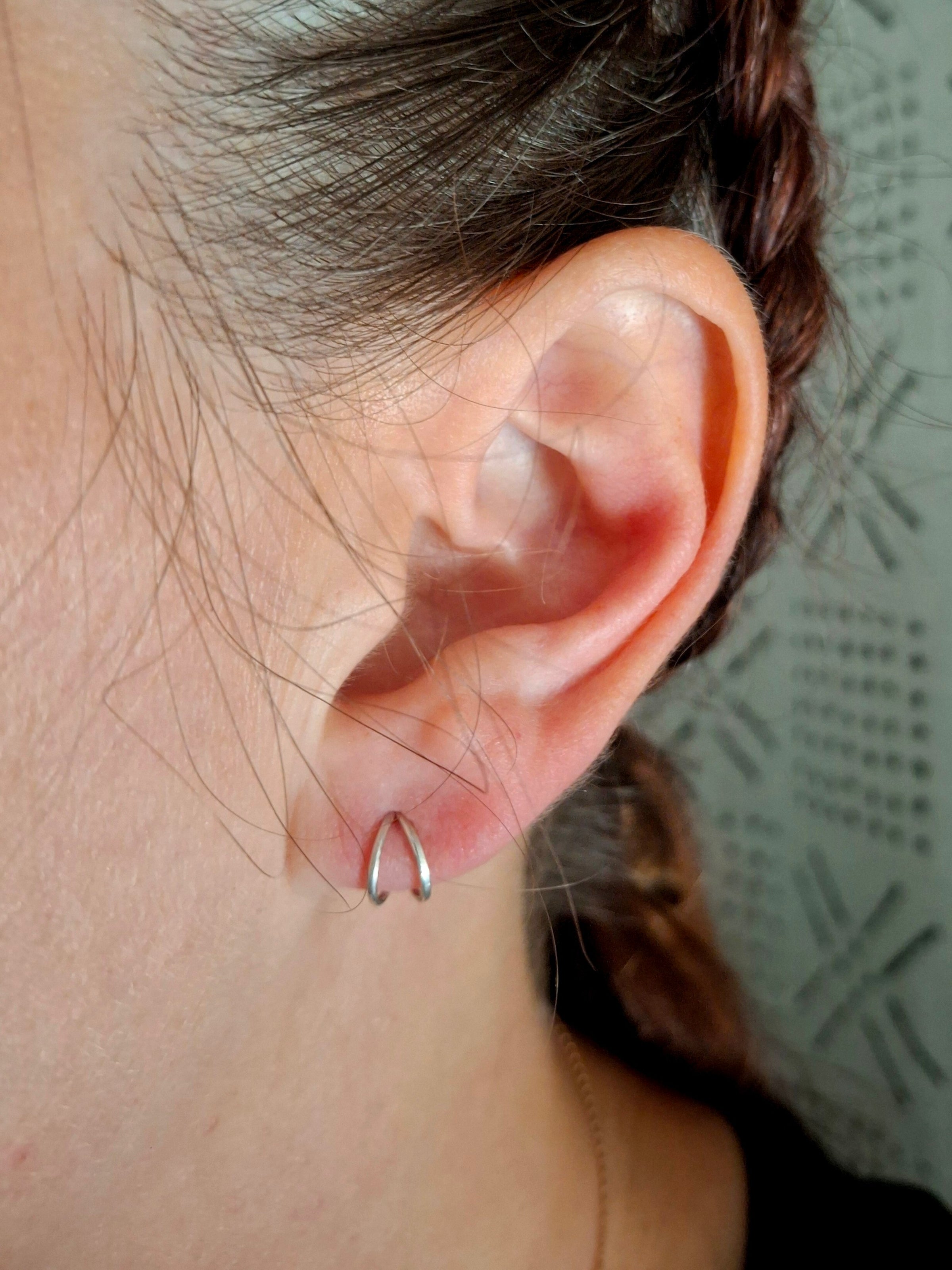 Ear Hugger Double Hoop Earrings Cat Horn Accessory